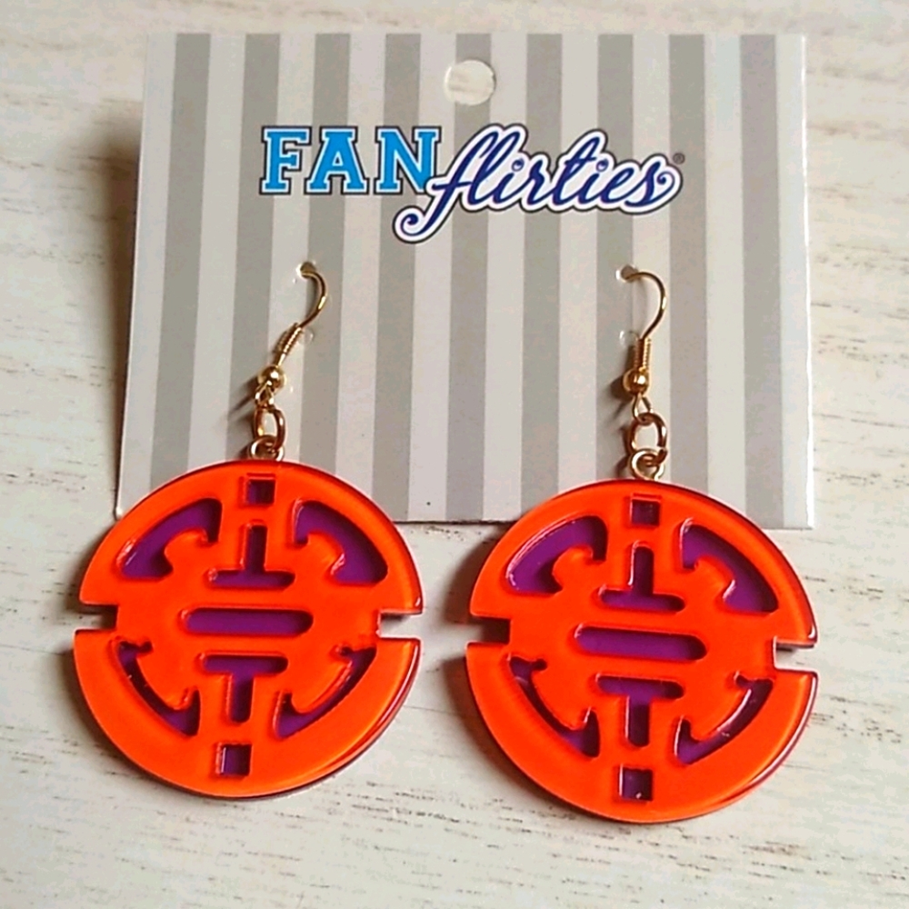 😻 3 For $15 Orange & Purple Round Lucite Dangles
